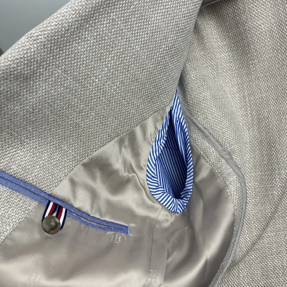 Tommy Hilfiger Mens Modern fit Sport Coat Blazer 36S Beige Solid Stretch‎
